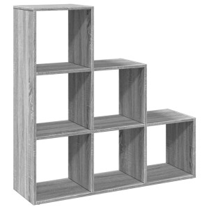 Librería divisor 3 niveles madera gris Sonoma 99x29x99 cm H