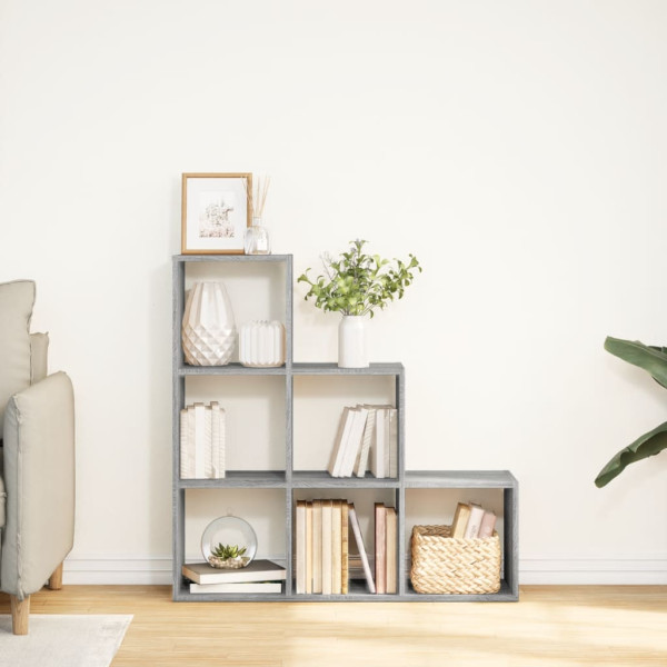 Librería divisor 3 niveles madera gris Sonoma 99x29x99 cm M 3