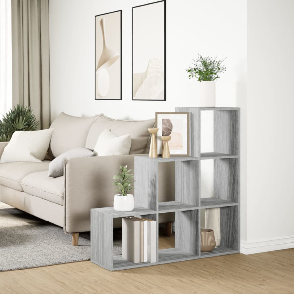 Librería divisor 3 niveles madera gris Sonoma 99x29x99 cm M 4