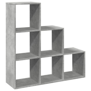 Librería divisor 3 niveles madera gris hormigón 99x29x99 cm H