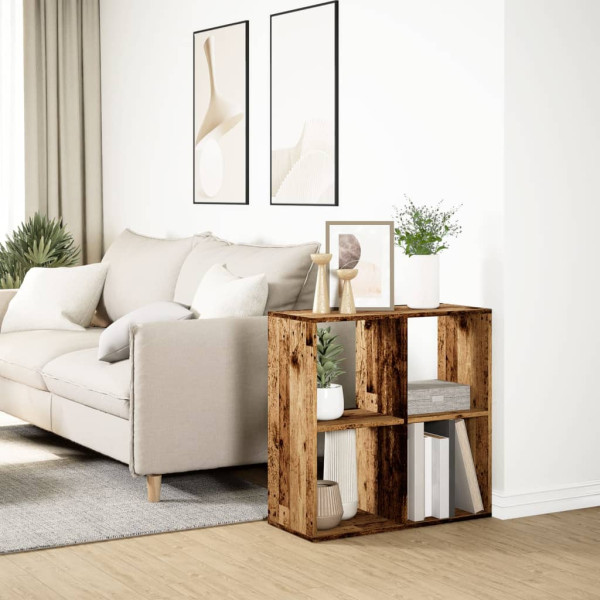 Librería divisor madera ingeniería envejecida 69.5x29x69.5 cm M 4
