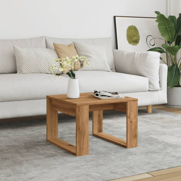 Mesa auxiliar de madera de ingeniería roble artisan 50x50x35 cm M 3