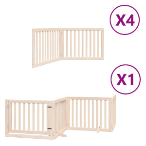 Puerta para perros plegable 12 paneles madera de álamo 960 cm H