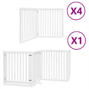 Puerta de perros plegable 12 paneles madera álamo blanca 960 cm H