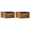Mesas de cabeceira de parede 2 pcs 35x35x20cm cor madeira velha 2