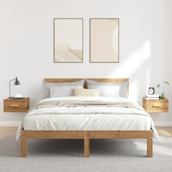 Mesitas de noche de pared 2 uds color roble artisan 35x35x20 cm M 3