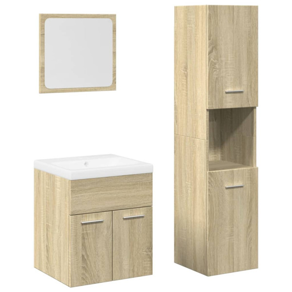 Juego de muebles de baño 4 pzas contrachapada roble Sonoma M 2