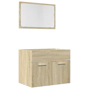 Set de muebles de baño 2 pzas madera contrachapada roble Sonoma H