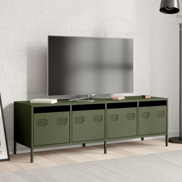 Mueble TV acero laminado en frío verde oliva 135x39x43.5 cm M 3