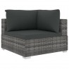 5 pcs conjunto lounge de jardim c/ almofadões vime PE cinzento 4