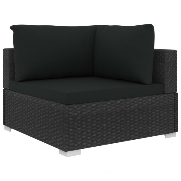 Set muebles de jardín 5 piezas y cojines ratán sintético negro M 4