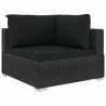 5 pcs conjunto lounge de jardim c/ almofadões vime PE preto 4