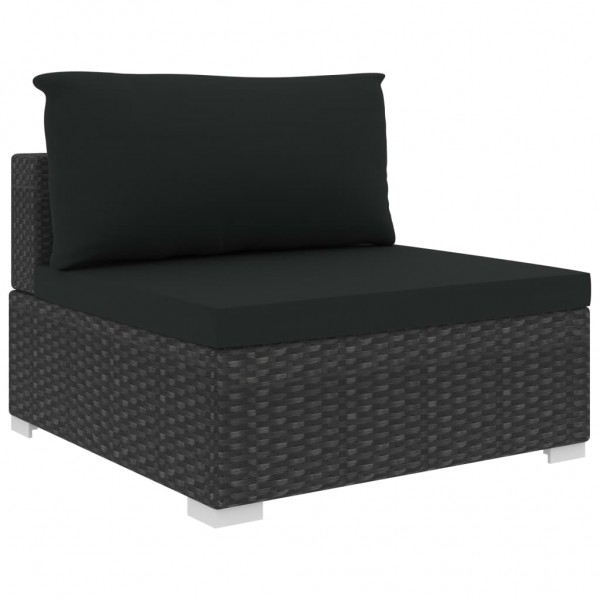Set muebles de jardín 5 piezas y cojines ratán sintético negro M 5