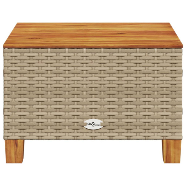 Mesa de jardín ratán sintético madera acacia beige 55x55x36 cm M 4