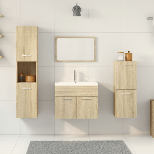 Juego de muebles de baño 5 pzas madera ingeniería roble Sonoma M 3