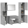 Juego muebles de baño 4 pzas madera contrachapada gris hormigón 1