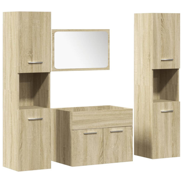Juego de muebles de baño 4 pzas contrachapada roble Sonoma M 2