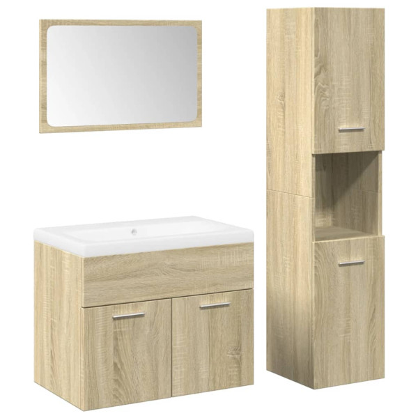 Juego de muebles de baño 4 pzas contrachapada roble Sonoma M 2