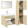 Set de muebles de baño 3 pzas madera contrachapada roble Sonoma 1