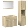 Set de muebles de baño 3 pzas madera contrachapada roble Sonoma 2