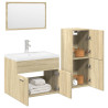 Set de muebles de baño 3 pzas madera contrachapada roble Sonoma 1