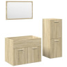 Set de muebles de baño 3 pzas madera contrachapada roble Sonoma 2