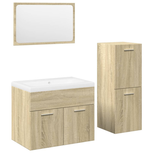 Juego de muebles de baño 4 pzas contrachapada roble Sonoma M 2