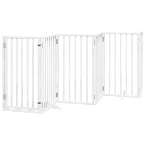 Puerta para perros plegable 3 paneles madera álamo blanca 300cm H