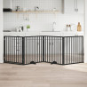 Puerta para perros plegable 4 paneles madera álamo negra 320 cm 1