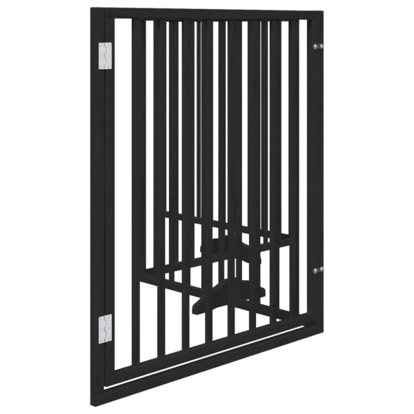 Puerta para perros plegable 4 paneles madera álamo negra 320 cm M 5