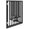 Puerta para perros plegable 4 paneles madera álamo negra 320 cm 5