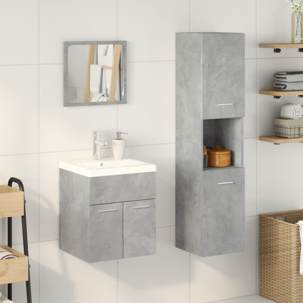 Juego muebles de baño 4 pzas madera contrachapada gris hormigón M 3