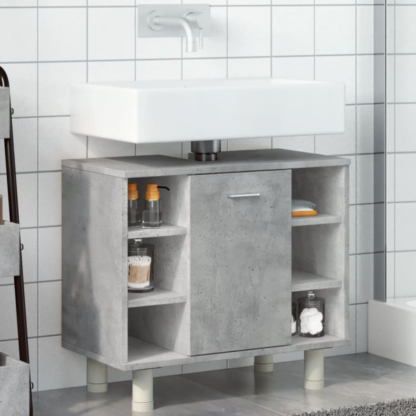 Armario de baño madera ingeniería gris hormigón 60x32x53.5 cm M 4