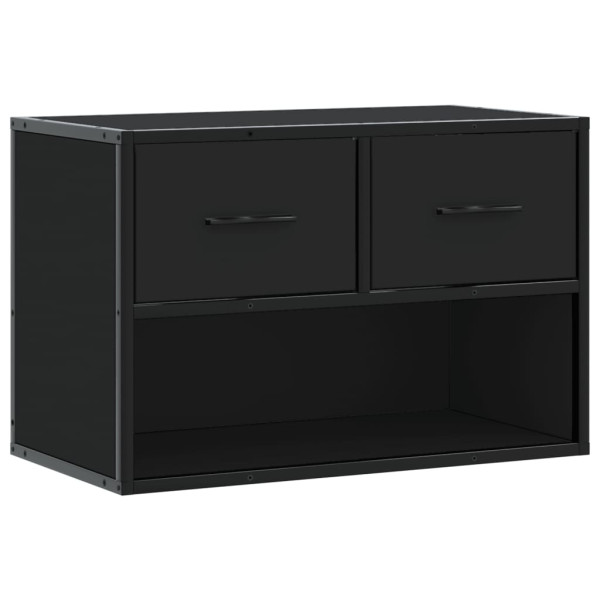 Mueble de TV metal y madera de ingeniería negro 60x31x39.5 cm M 2