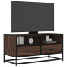 Mueble TV metal y madera ingeniería marrón roble 80x34.5x40 cm 1