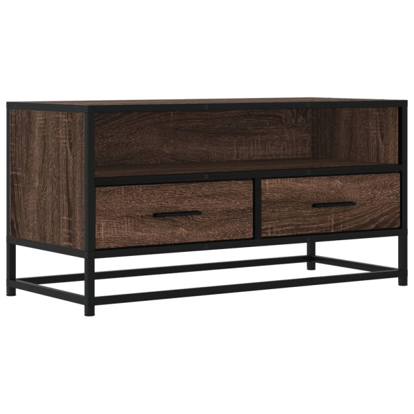 Mueble TV metal y madera ingeniería marrón roble 80x34.5x40 cm M 2