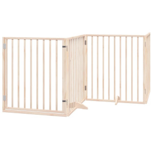 Puerta para perros plegable 4 paneles madera de álamo 320 cm H