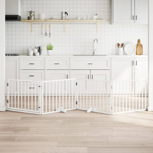 Puerta para perros plegable 4 paneles madera álamo blanca 320cm D