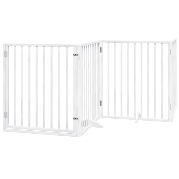 Puerta para perros plegable 4 paneles madera álamo blanca 320cm M 2