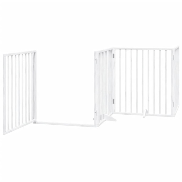 Puerta para perros plegable 4 paneles madera álamo blanca 320cm M 4