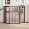 Puerta para perros plegable 3 paneles madera álamo marrón 150cm 1