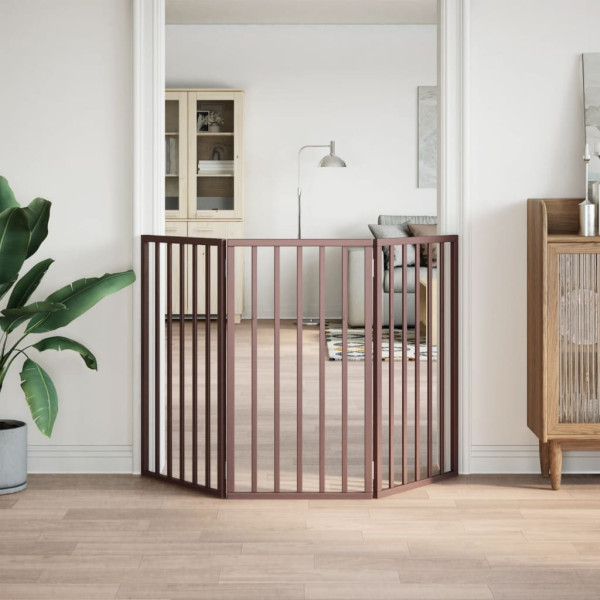Porta para cães dobráveis 3 painéis de madeira de asa marrom 150cm M 3