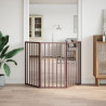 Puerta para perros plegable 3 paneles madera álamo marrón 150cm 3