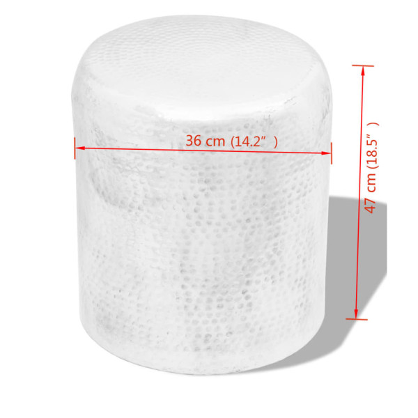 Taburete/mesa de centro de aluminio martillado plateado M 4