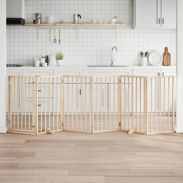 Puerta para perros plegable 6 paneles madera de álamo 300 cm D