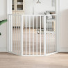 Porta dobrável para cachorro com 3 painéis de madeira de choupo branco 150cm 1