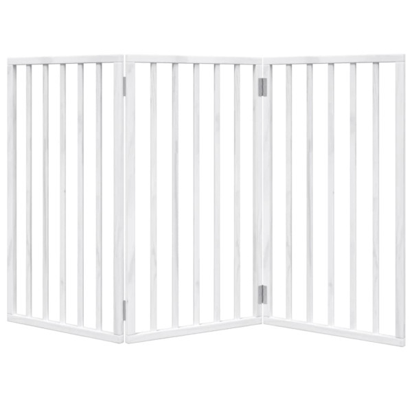 Puerta para perros plegable 3 paneles madera álamo blanca 150cm M 4