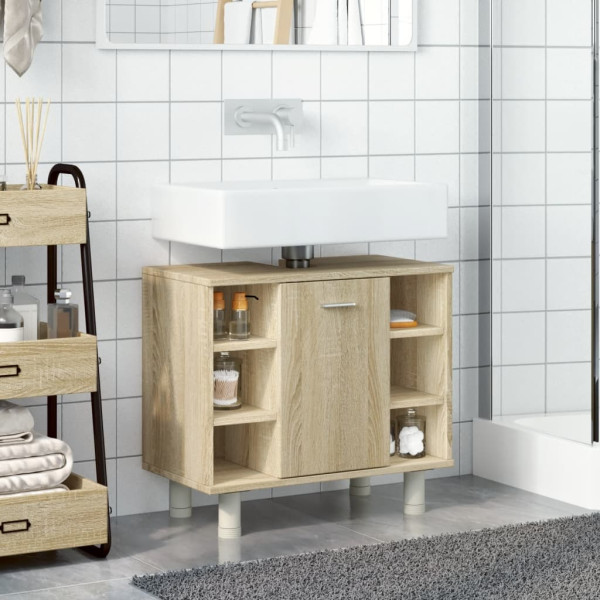 Armario de baño madera ingeniería roble Sonoma 60x32x53.5 cm M 3