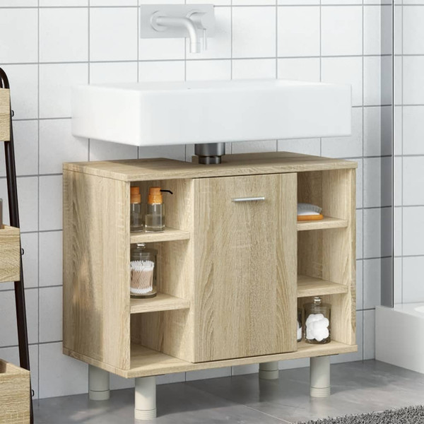 Armario de baño madera ingeniería roble Sonoma 60x32x53.5 cm M 4