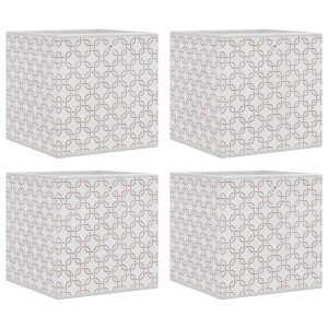 Caixas de armazenamento dobrável 4uds tecido não-tecido creme 32x32x32cm H